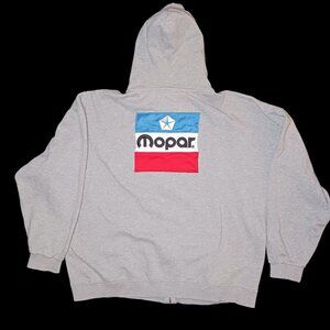 Mopar Embroidered Full Zip Hoodie Gray Mens XXL David Carey Originals Boxy